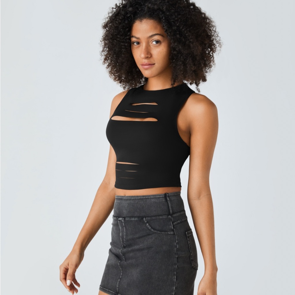 Backless Racerback Cut Out Ripped Cropped Casual Tank Top